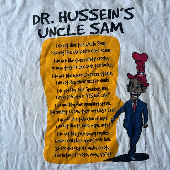 VINTAGE HUSSEIN BARACK OBAMA POLITICAL PARODY T-SHIRT XLARGE - Picture 2 of 5